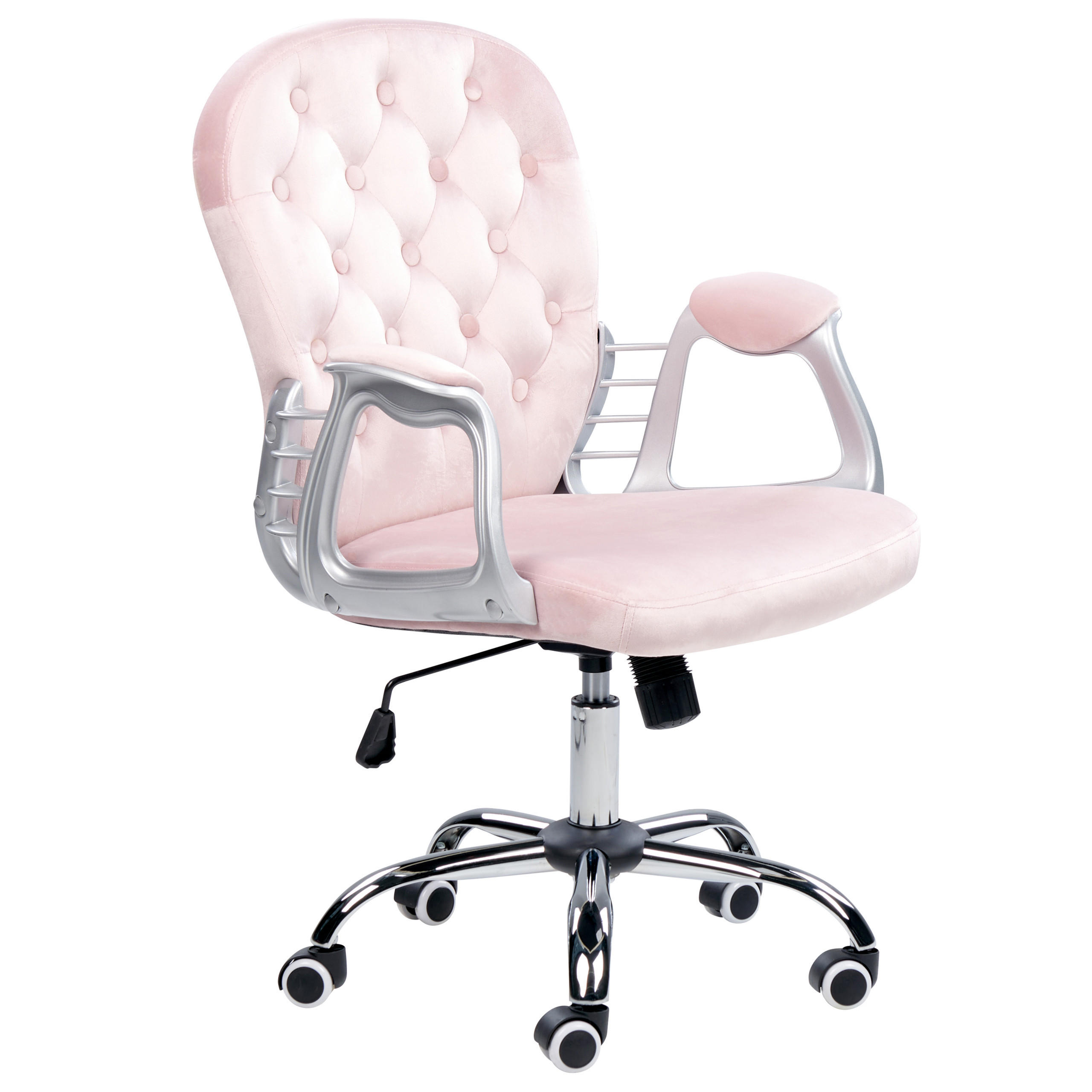 BÜROSTUHL Samtstoff Rosa Princess - Pink, Textil/Metall (60/98/60cm) - Beliani