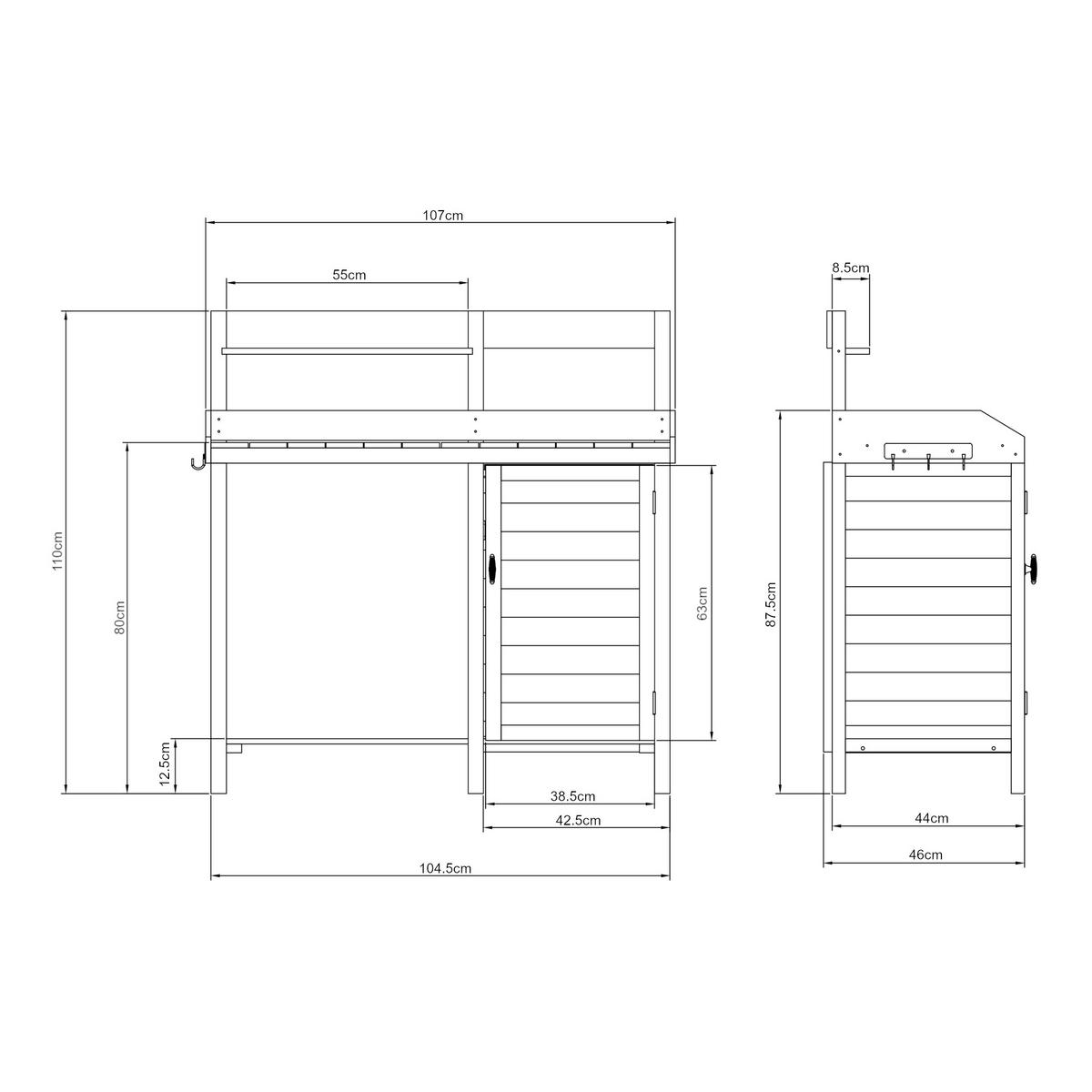 PFLANZTISCH Alessano - Naturfarben, Holz (46/107/110cm) - casa.pro