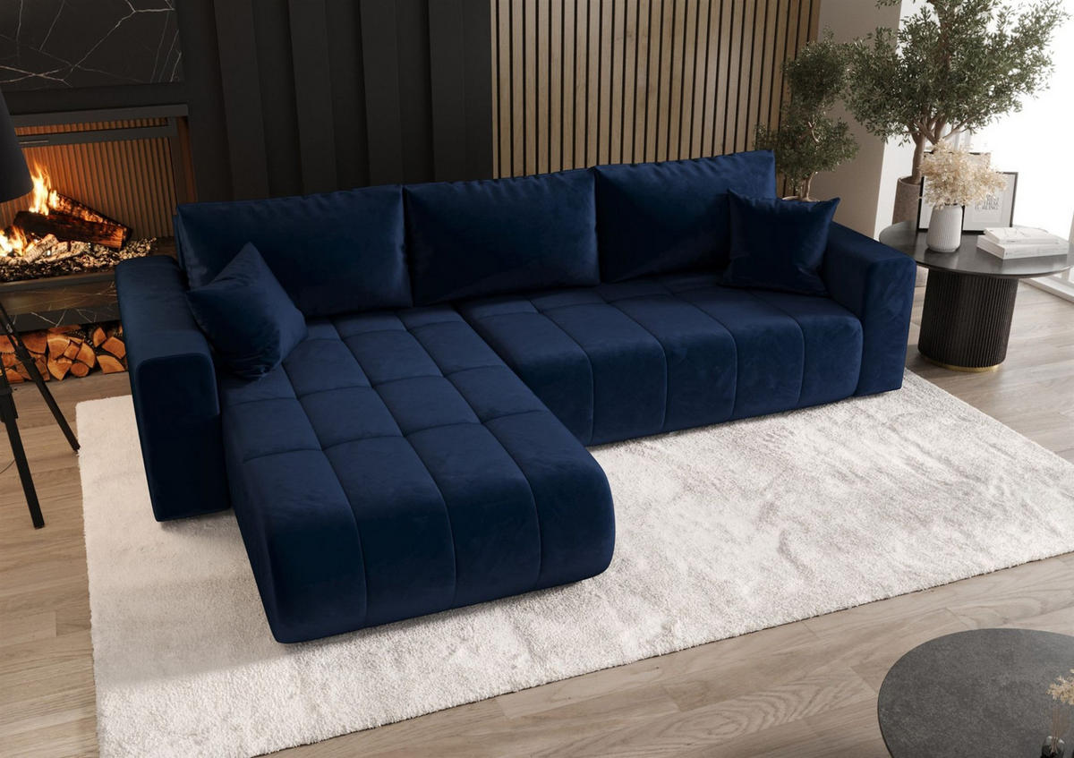 ECKSOFA Camila - Dunkelblau, Holzwerkstoff/Textil (280/185cm) - Fun Möbel
