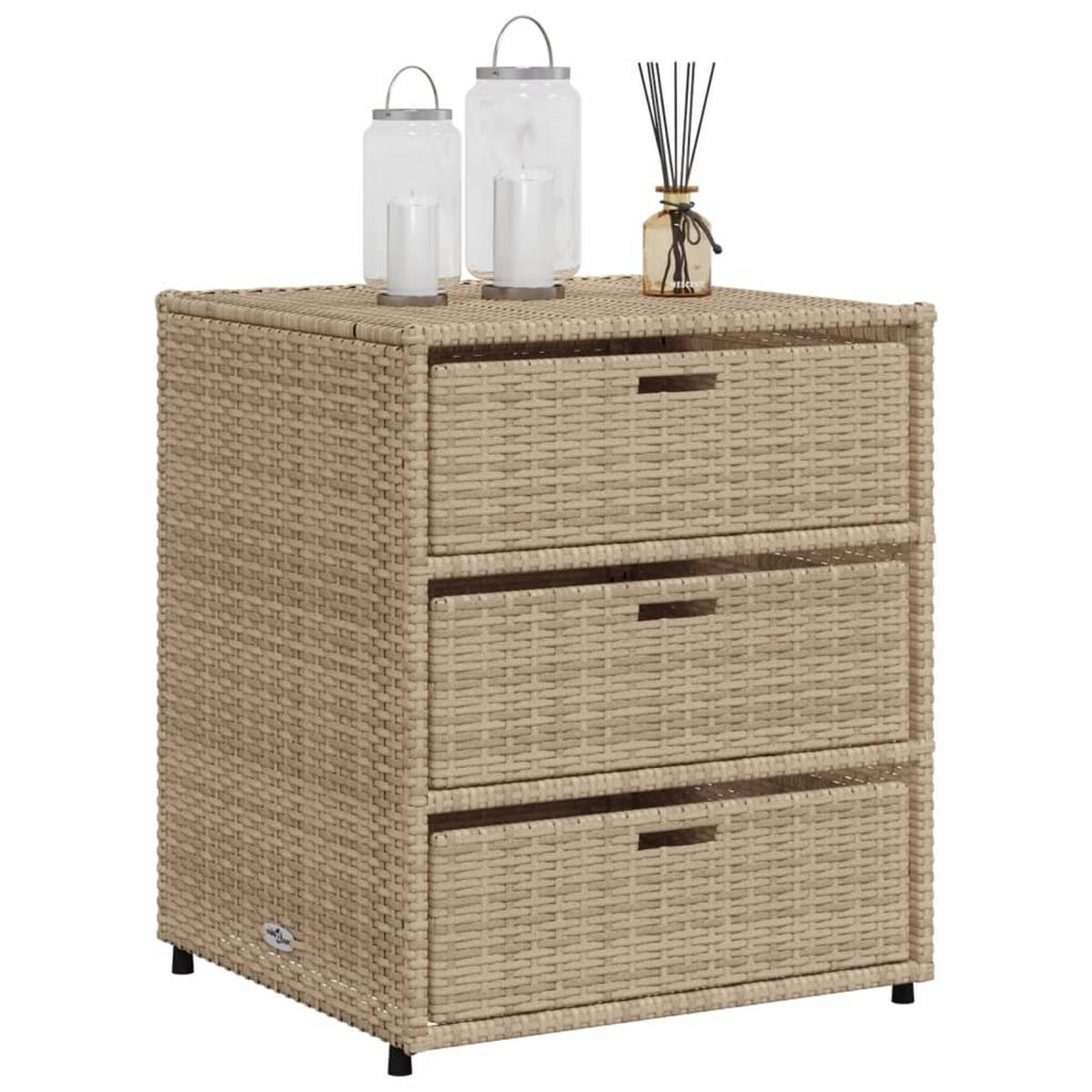 GARTENSCHRANK Beige 55x59x69 cm Poly Rattan - Beige, Holz (55/69/59cm) - furnicato