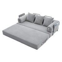 SCHLAFSOFA, Modulares Tagesbett mit Metallgestell, Klappbares Bodensofa Cordstoff, Hellgrau - Hellgrau, Textil (94/67/200cm) - LVHOM