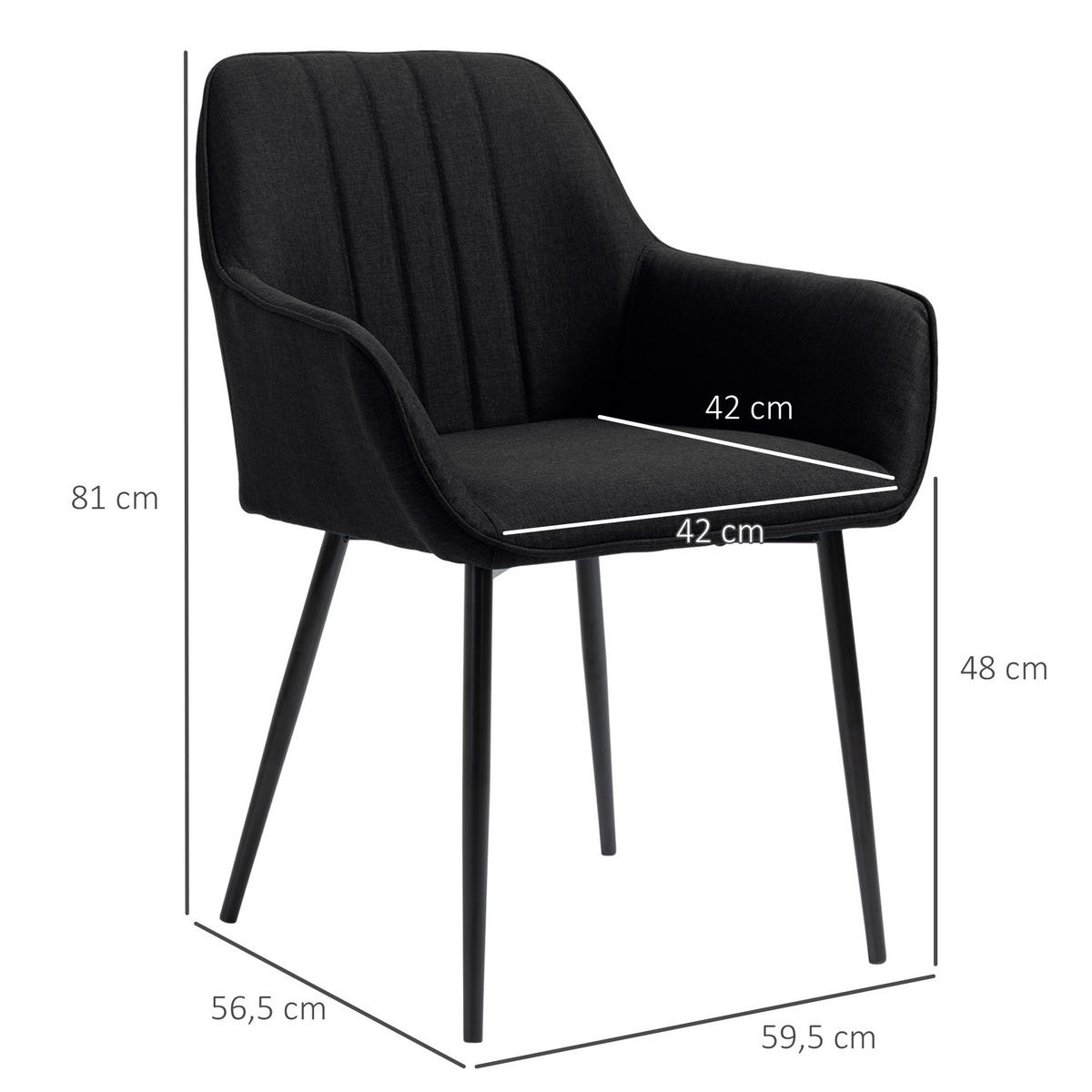 STÜHLE Schwarz 2 Stück - Schwarz, Naturmaterialien (56.5/81/59.5cm) - GiPP