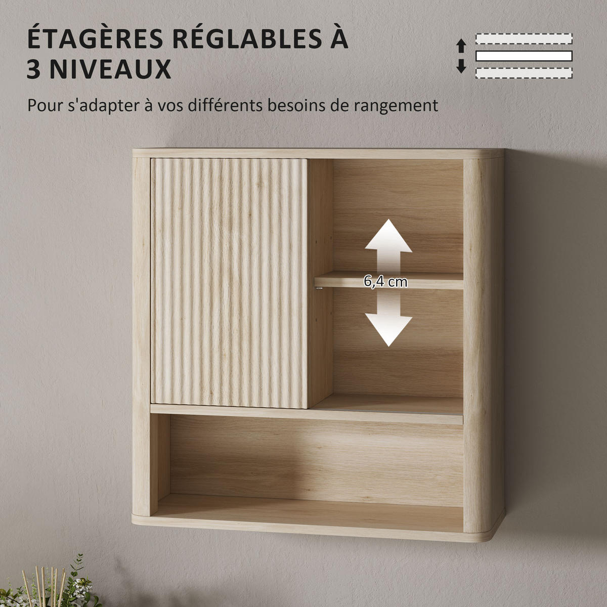 HÄNGESCHRANK Naturholz 1 Stück - Beige, Kunststoff (60/62/20cm) - GiPP