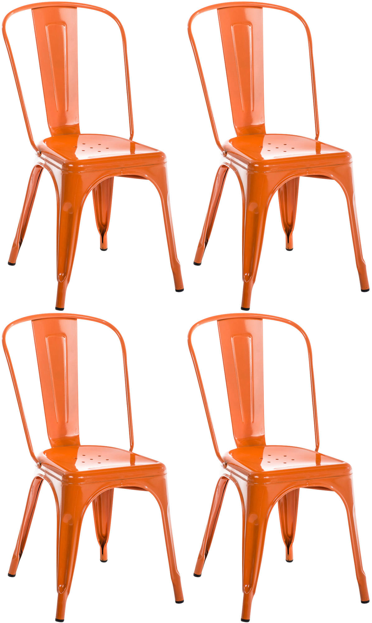 BESUCHERSTUHL 4er Set Metall orange - Orange, Metall (44/89/48cm) - CLP
