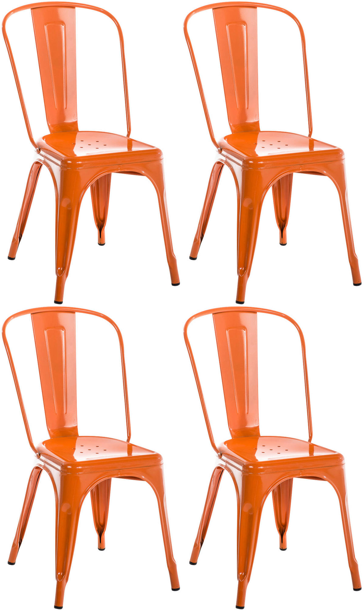 BESUCHERSTUHL 4er Set Metall orange - Orange, Metall (44/89/48cm) - CLP