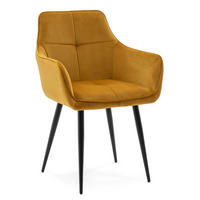 STUHL QUATTRO gepolstert mit Steppung - curry - Samt Velours - Currygelb/Schwarz, Textil/Metall (58/88/58cm) - NEW HOME