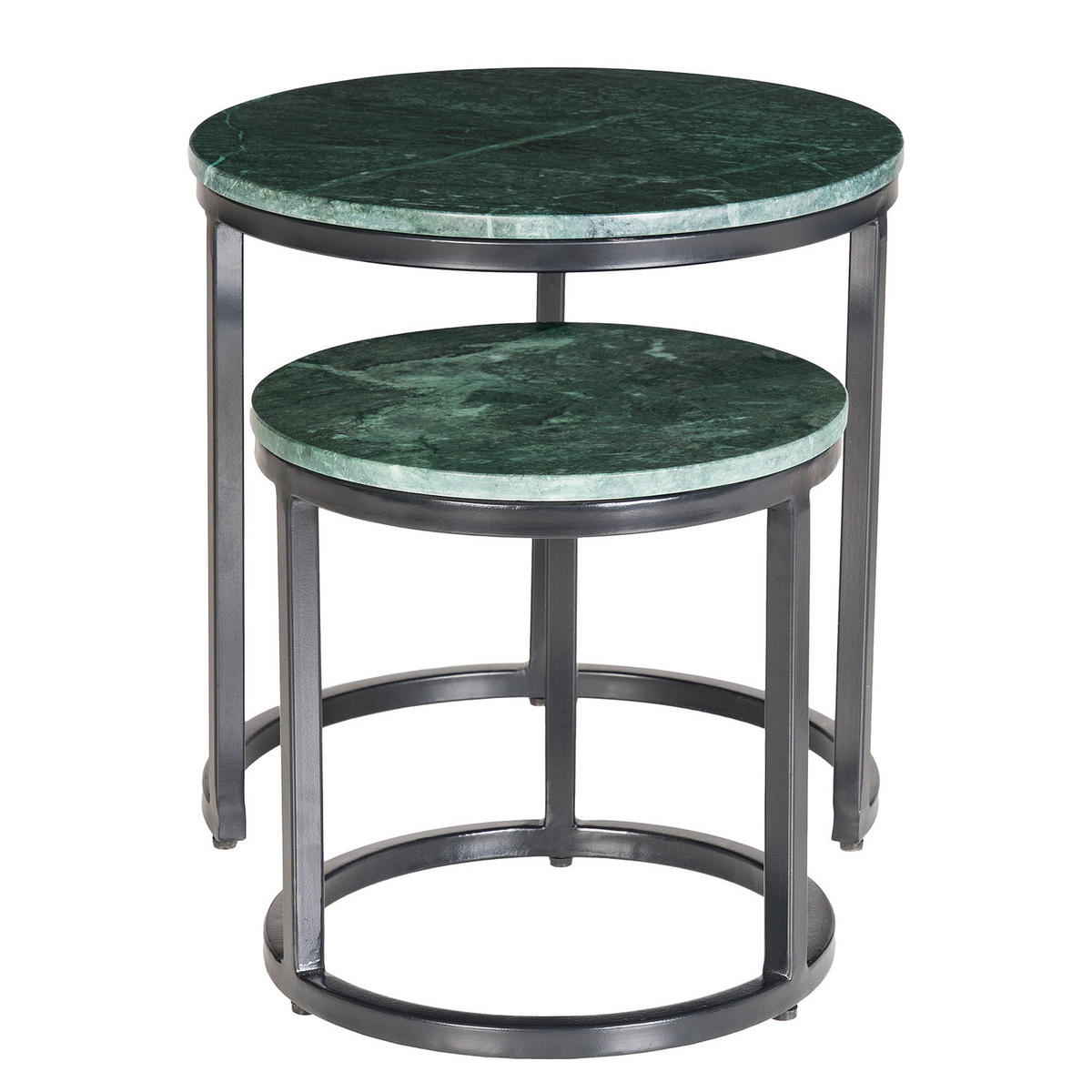 COUCHTISCH-SET - Marmor, 2-teilig - Dunkelgrün/Schwarz, Naturmaterialien (45/45/45cm) - home24