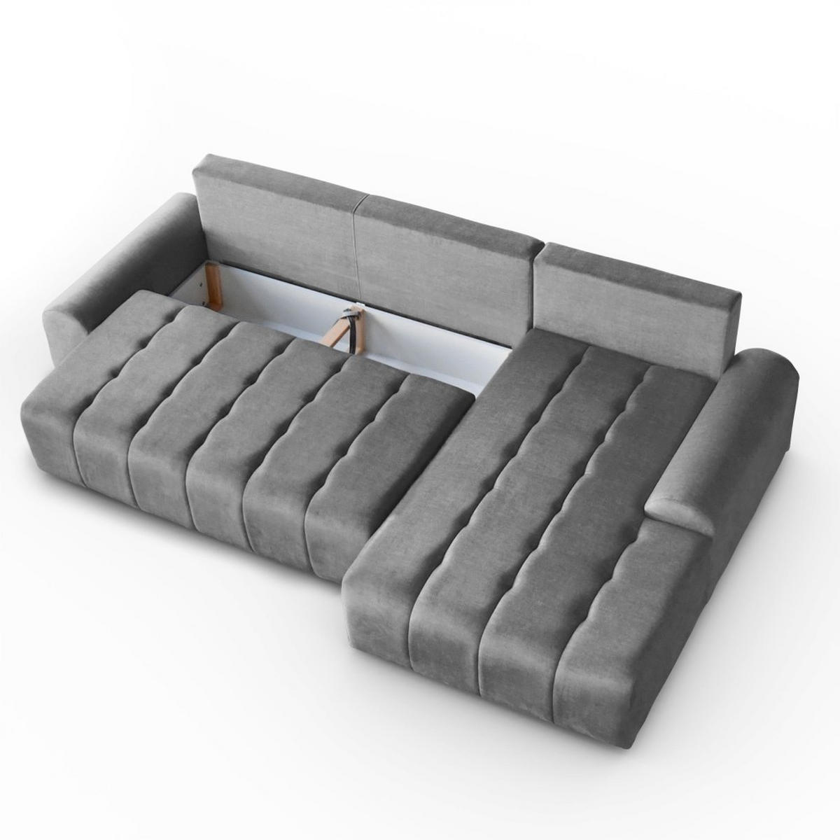 ECKSCHLAFSOFA Costa L Grau rechts - Schwarz/Grau, Kunststoff/Textil (290/169cm) - Beautysofa