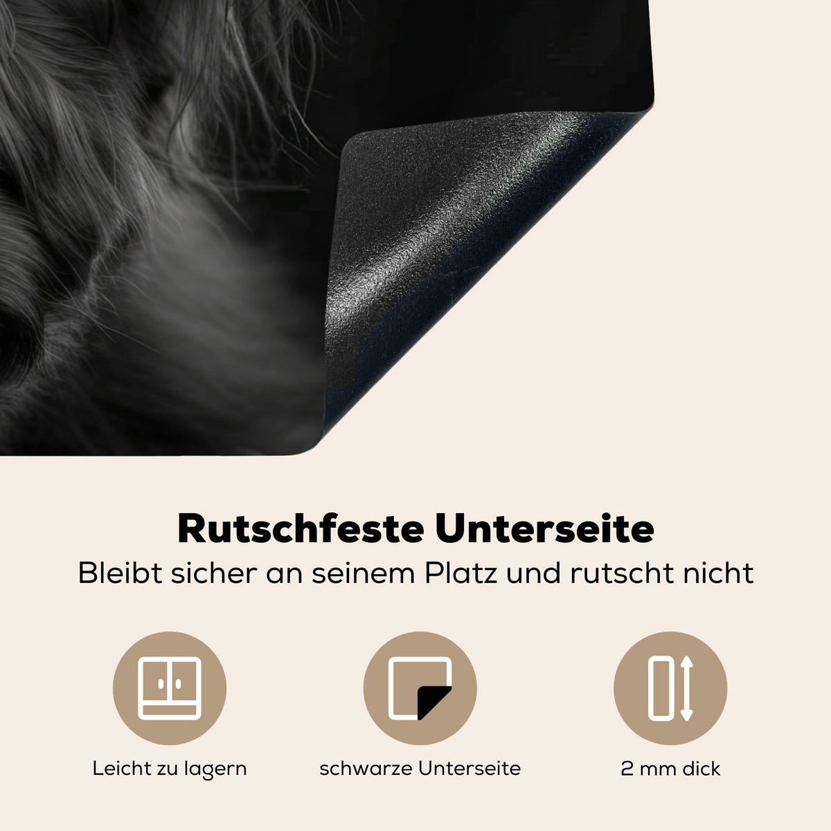 HERDABDECKPLATTE Scottish Highlander - Schwarz - Kalb - Kuh Induktionsmatte 81x52 cm - Schwarz, Kunststoff (81/52/0.2cm) - MuchoWow