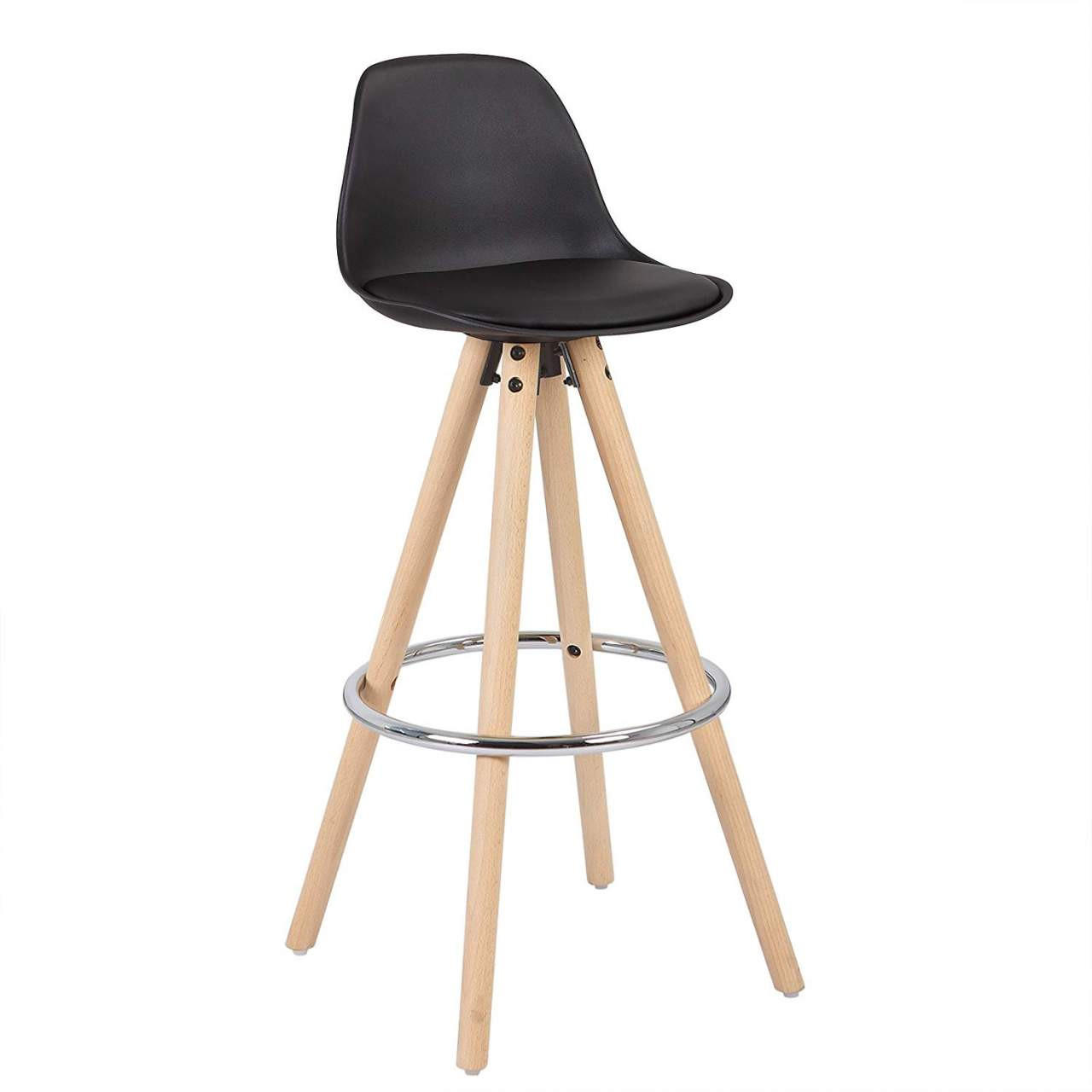 BARHOCKER Kunstleder, Holzgestell, Schwarz - Eichefarben/Schwarz, Holz/Kunststoff (38.5/96.5/38.5cm) - Woltu