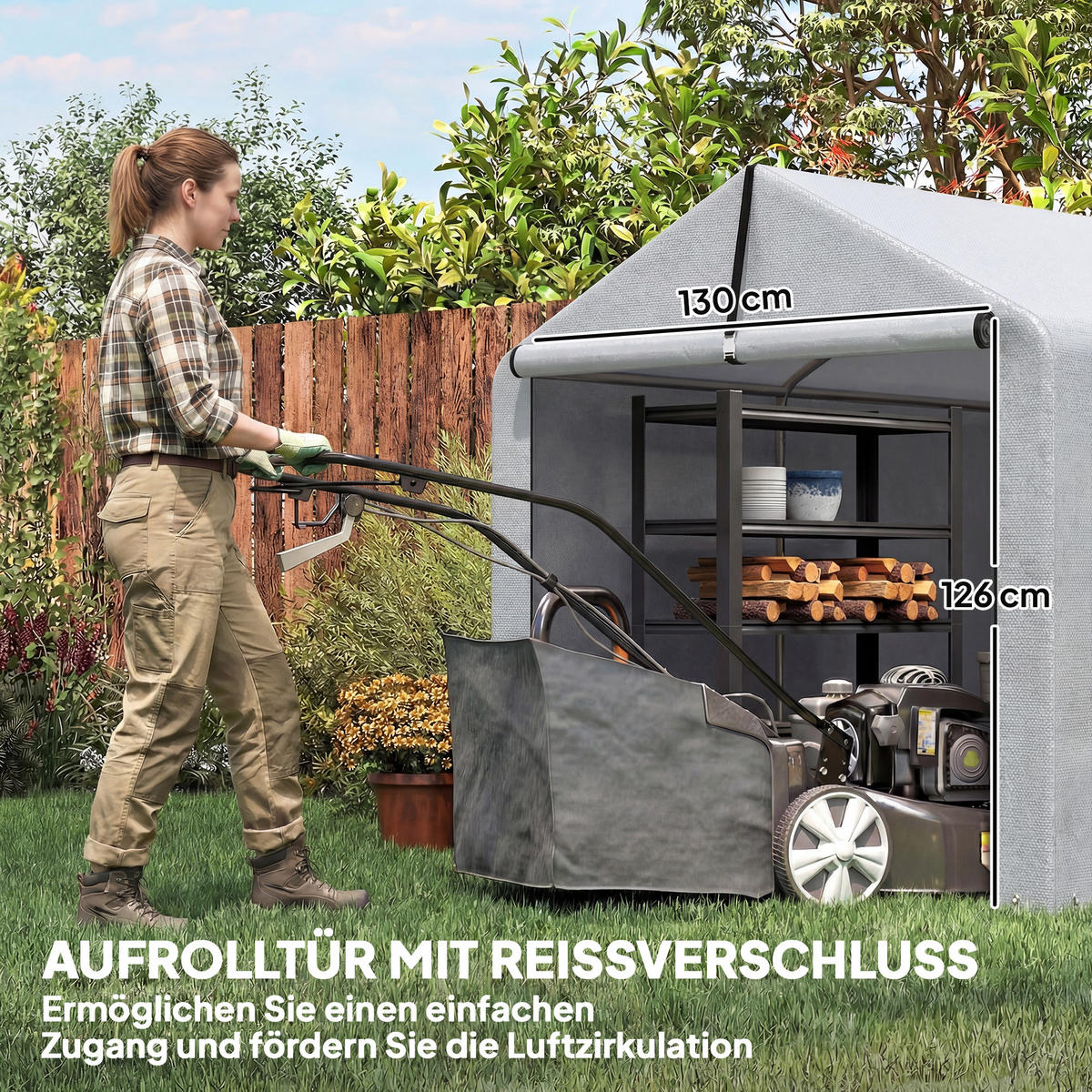 GARAGENZELT PE Galvanisierter Stahl Hellgrau - Hellgrau, Kunststoff (162/163/221.5cm) - Outsunny
