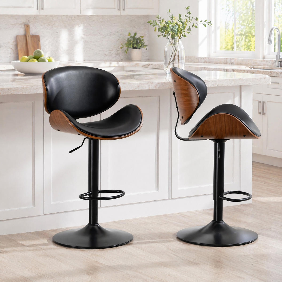 BARHOCKER höhenverstellbar und drehbar, Schwarz, Sitzhöhe 59–70 cm - Schwarz, Metall (50/93/51cm) - MIVRAY