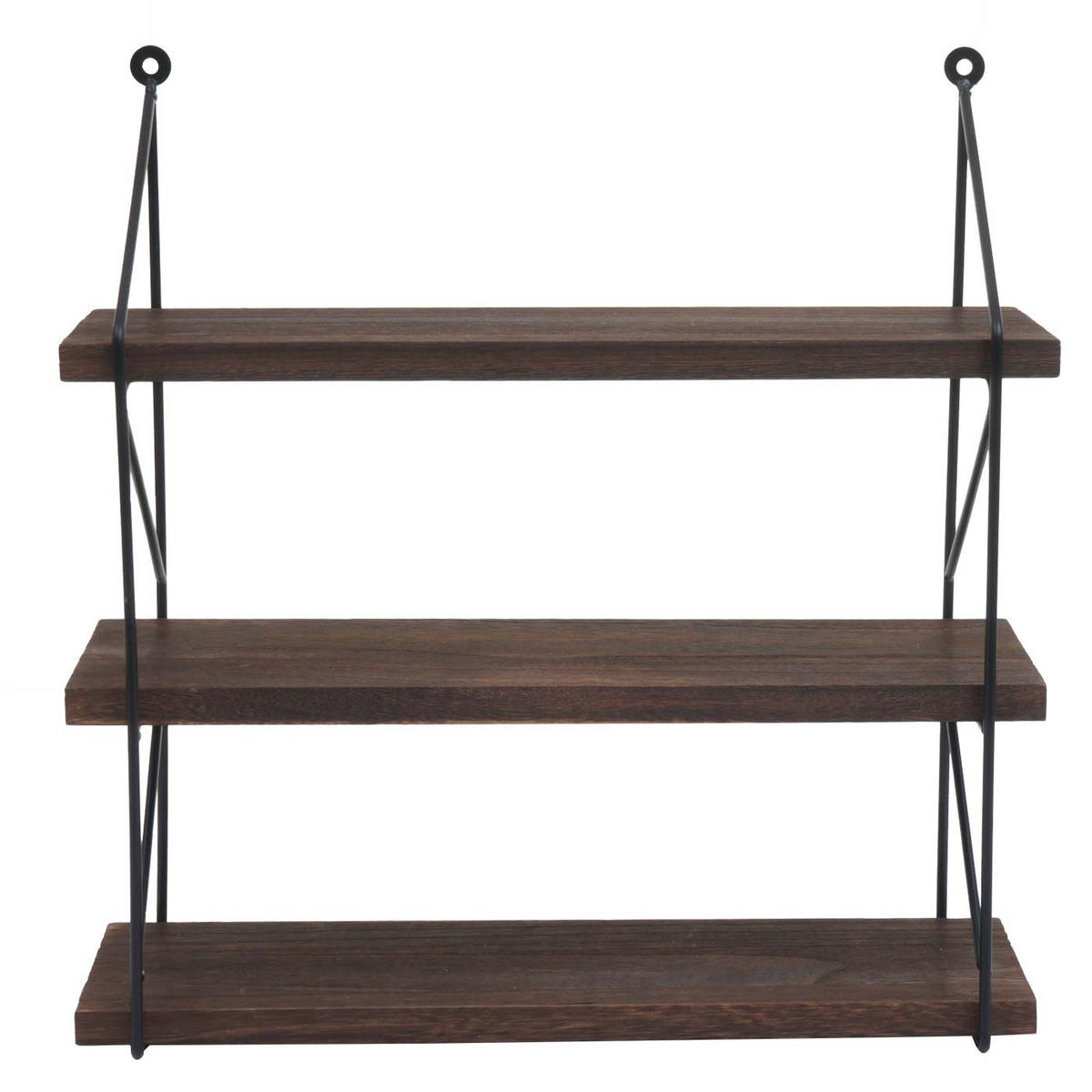 WANDREGAL 40x40x13cm 3 Regalböden Metall Massiv-Holz Industrial Dunkelbraun - Dunkelbraun, Metall (40/40/13cm) - BERLINLODGE