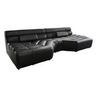 BIG SOFA MIT KISSEN TARA Schwarz Leder - Schwarz, Leder (286/76/143cm) - KAWOLA