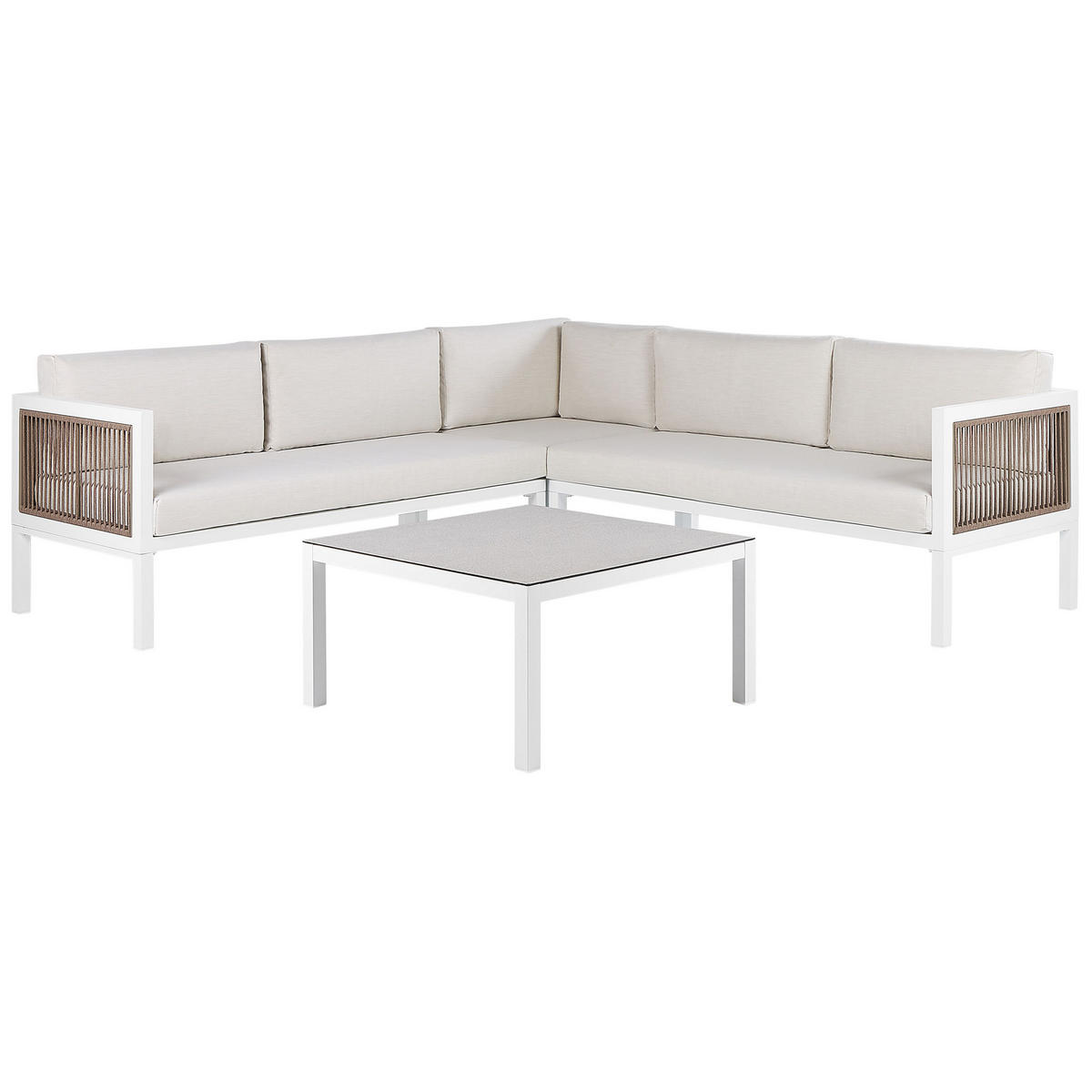 LOUNGE SET 4-Sitzer weiß rechtsseitig Borello - Weiß, Metall - Beliani