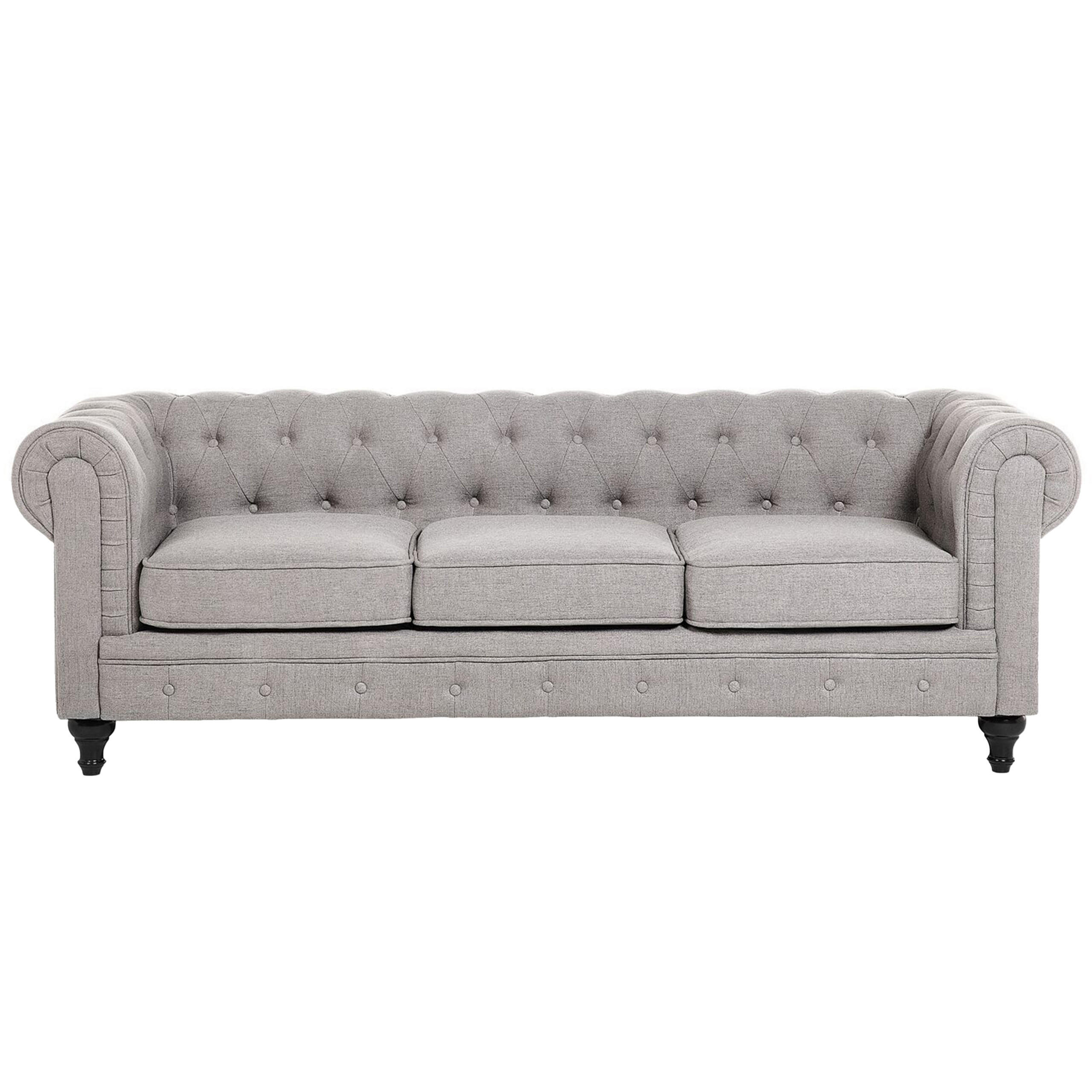 SOFA-SET 4-sitzer Polyester Hellgrau Chesterfield - Hellgrau, Textil (202/70/75cm) - Beliani