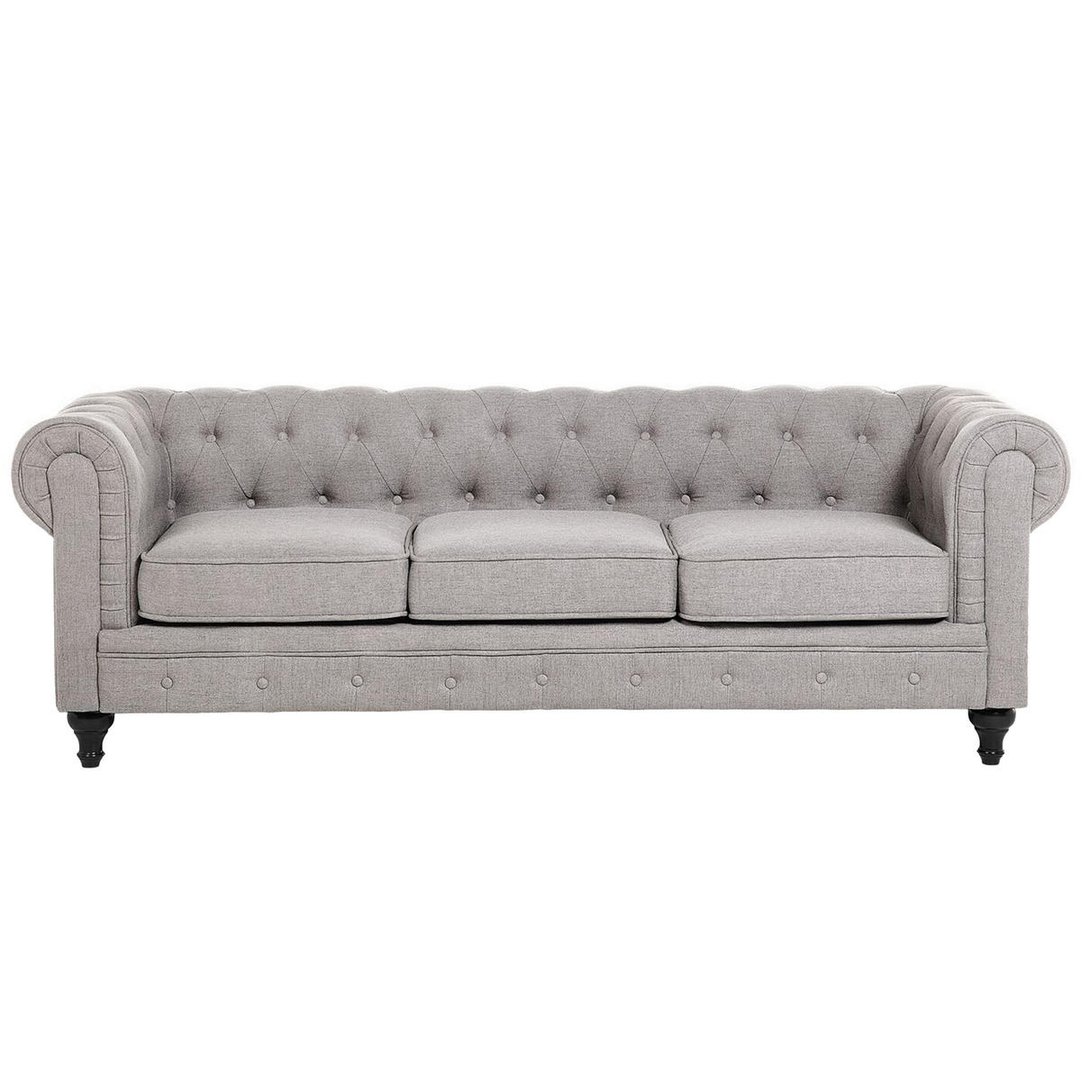SOFA-SET 4-sitzer Polyester Hellgrau Chesterfield - Hellgrau, Textil (202/70/75cm) - Beliani
