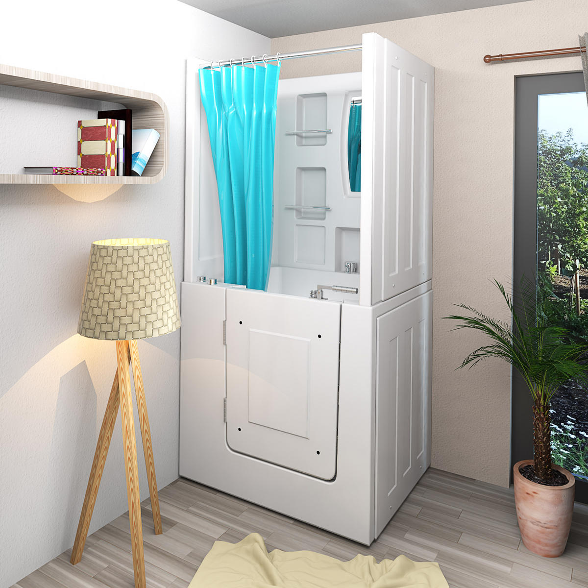 SENIORENDUSCHE Wanne Whirlpool S02D-WP-A-L 78x100x205cm - Weiß, Glas/Kunststoff (78/100/205cm) - AcquaVapore by Sandra Jentho