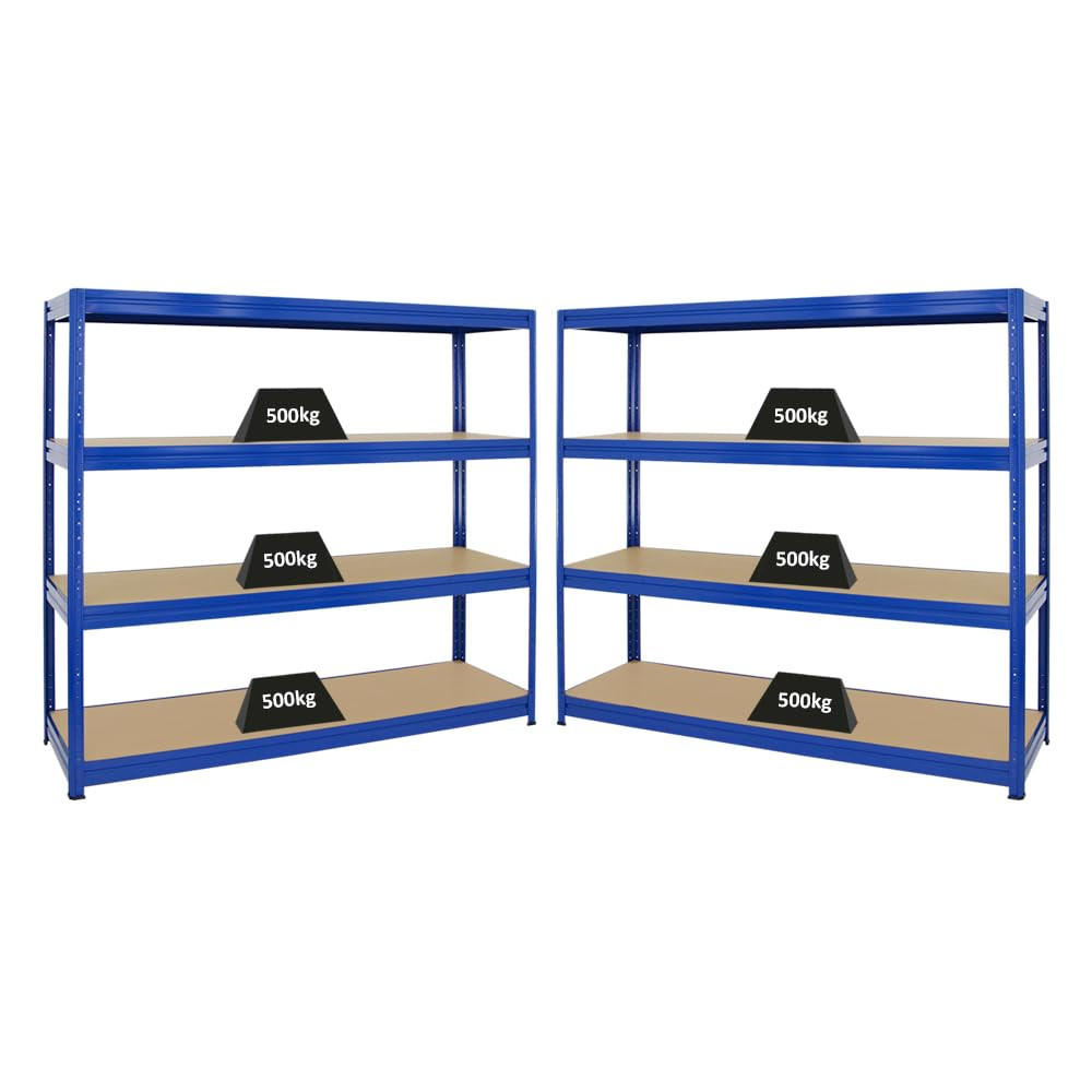 SCHWERLASTREGAL Dino 2er-Set mit 2x 180x200x60 cm Fachlast 600 kg Blau - Blau, Metall (400/180/60cm) - PROREGAL