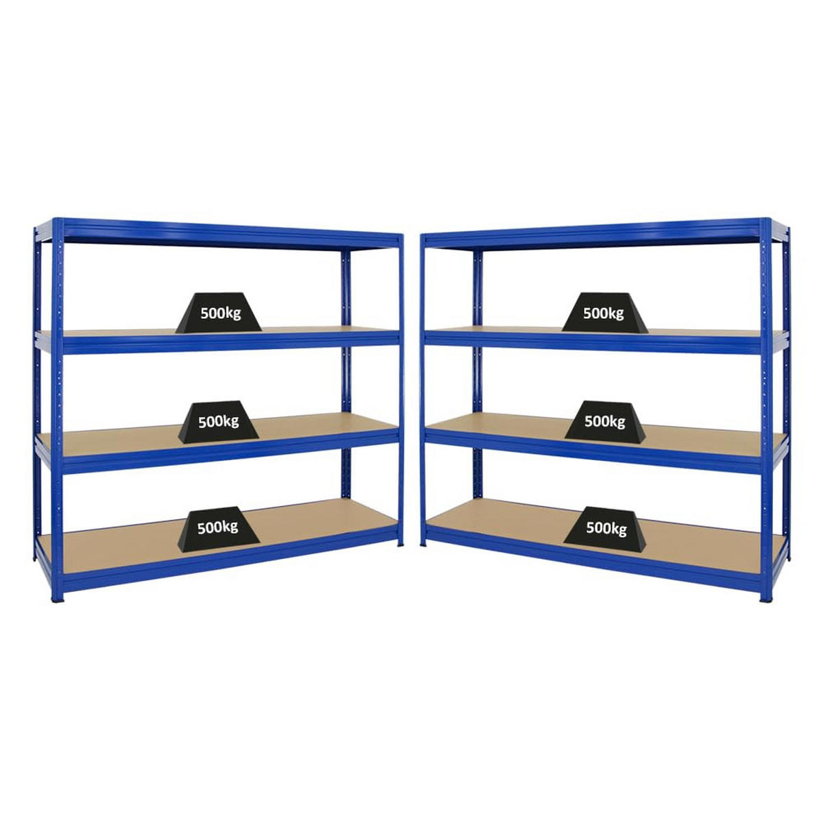 SCHWERLASTREGAL Dino 2er-Set mit 2x 180x200x60 cm Fachlast 600 kg Blau - Blau, Metall (400/180/60cm) - PROREGAL