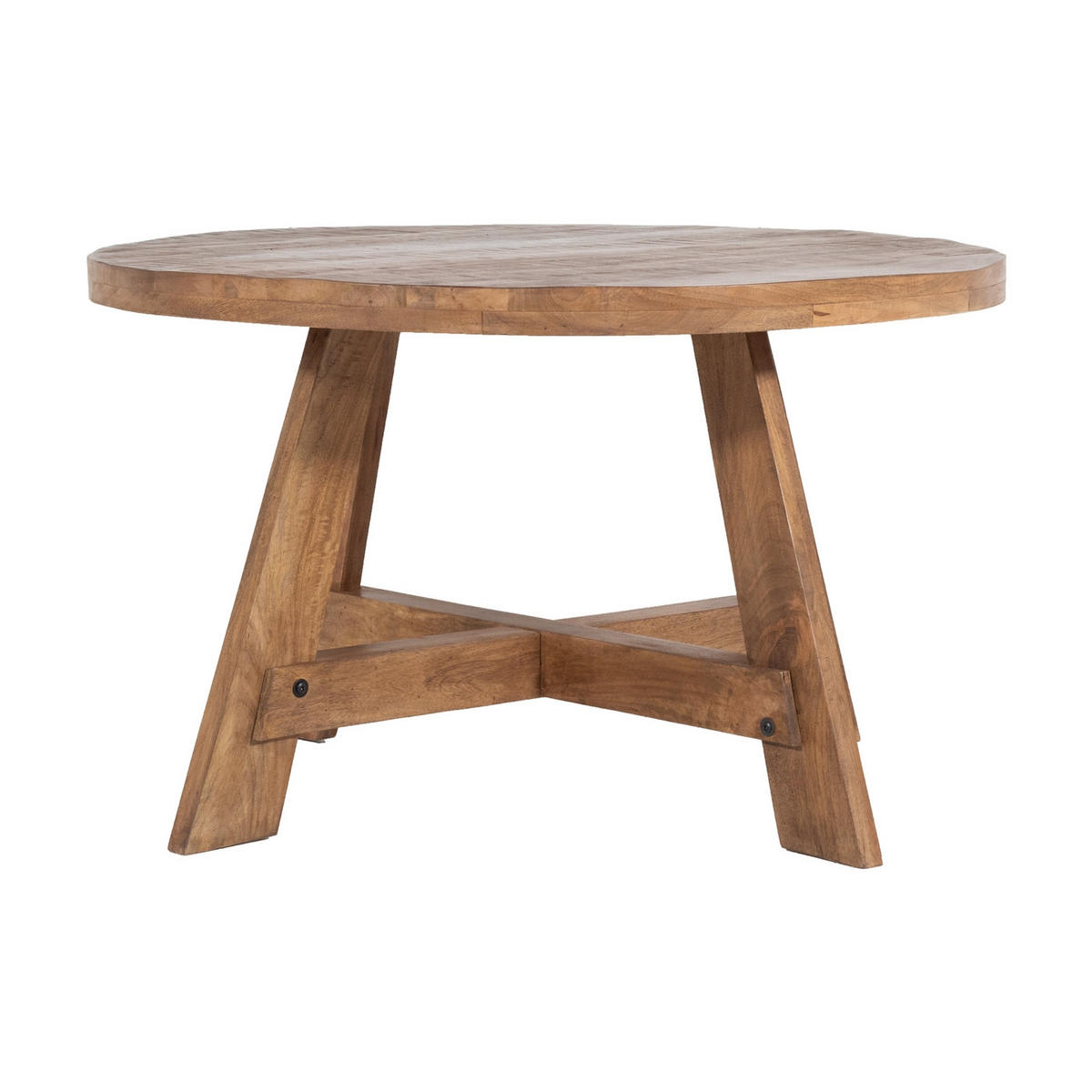 ESSTISCH rund aus Mangoholz 130cm, natürlich - Braun, Metall (130/130/76cm) - Giga Meubel