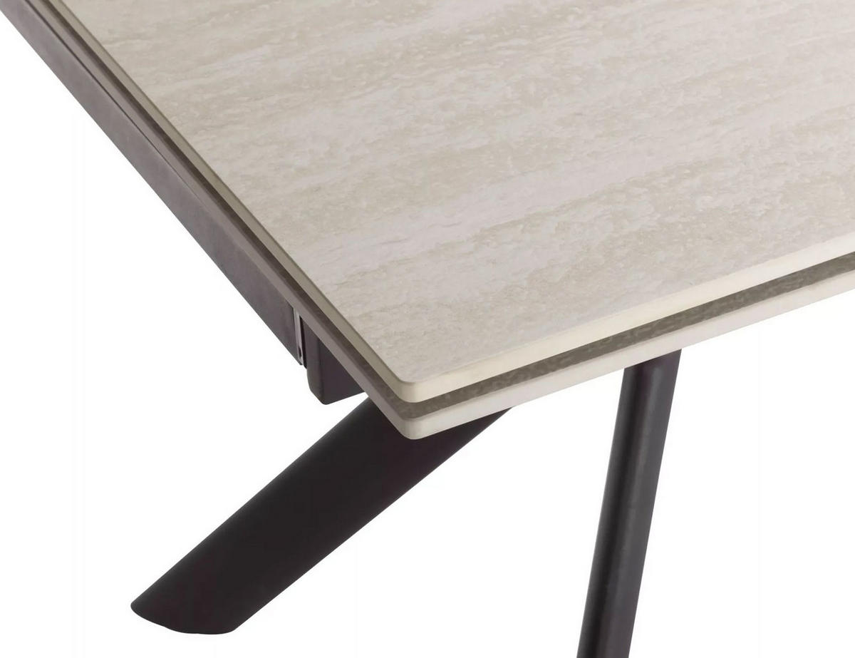 ESSTISCH Orton Travertin Beige / Schwarz Matt 160-240 / 90 / 75cm - Beige/Schwarz, Holz/Keramik (90/240/75cm) - Feldmann-Wohnen