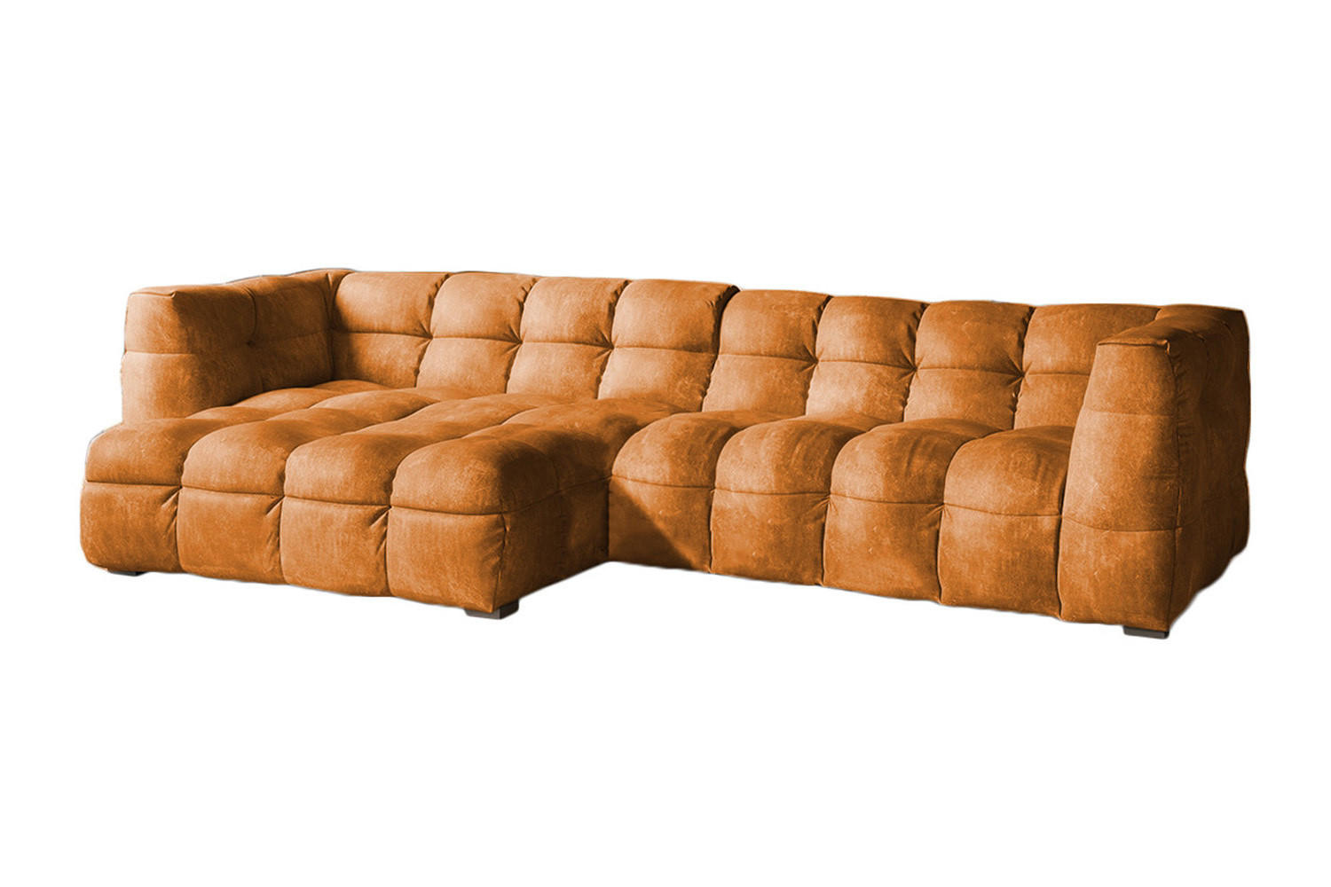 ECKSOFA RIO Gold Velvet - Goldfarben/Schwarz, Textil (319/170cm) - KAWOLA