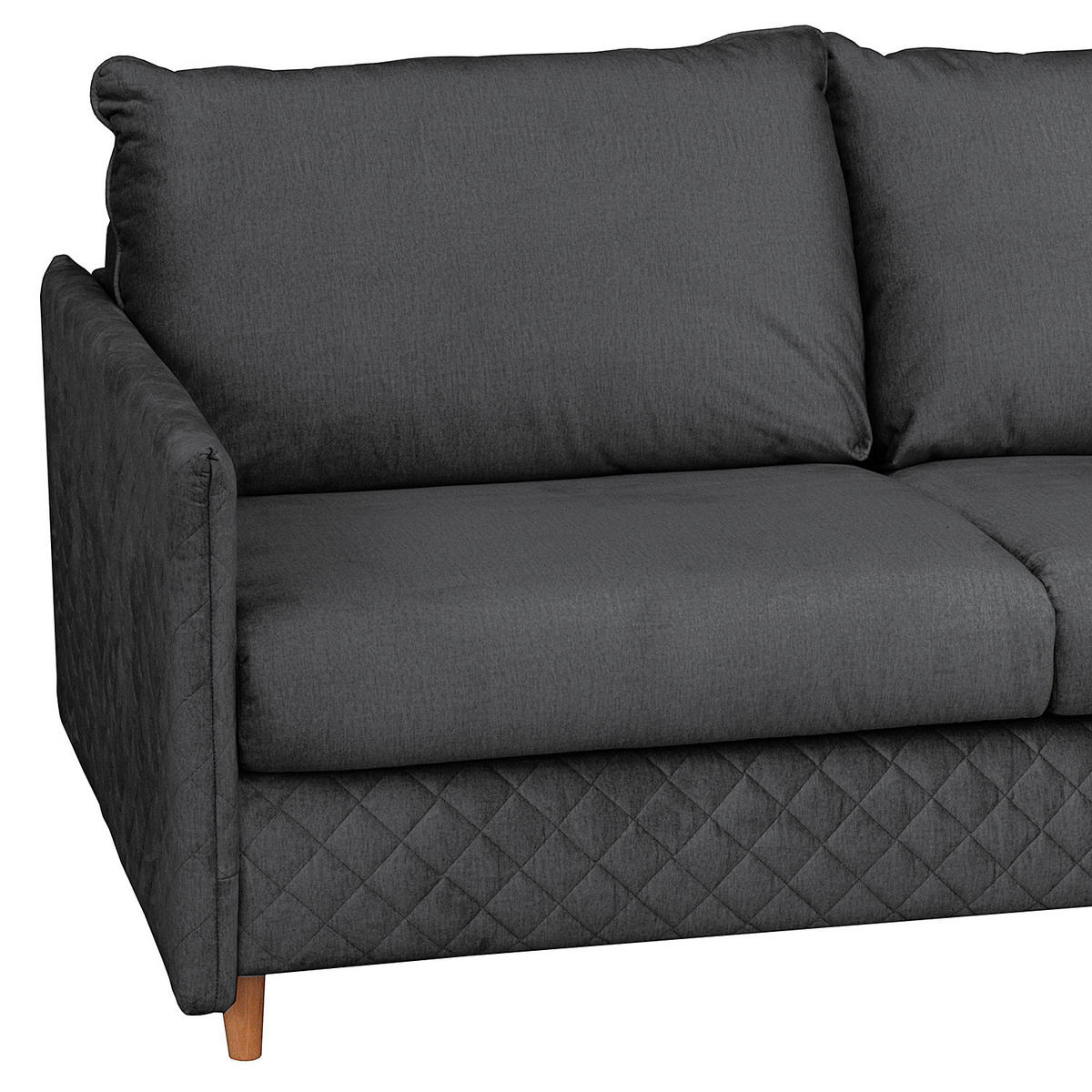 SCHLAFSOFA mit Matratze - Samt - Anthrazit/Buchefarben, Buchenholz/Textil (171/95/101cm) - home24