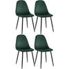 STUHL 4er Set Samt Grün - Schwarz/Grün, Textil/Metall (44/88/51cm) - CLP