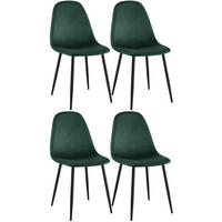 STUHL 4er Set Samt Grün - Schwarz/Grün, Textil/Metall (44/88/51cm) - CLP