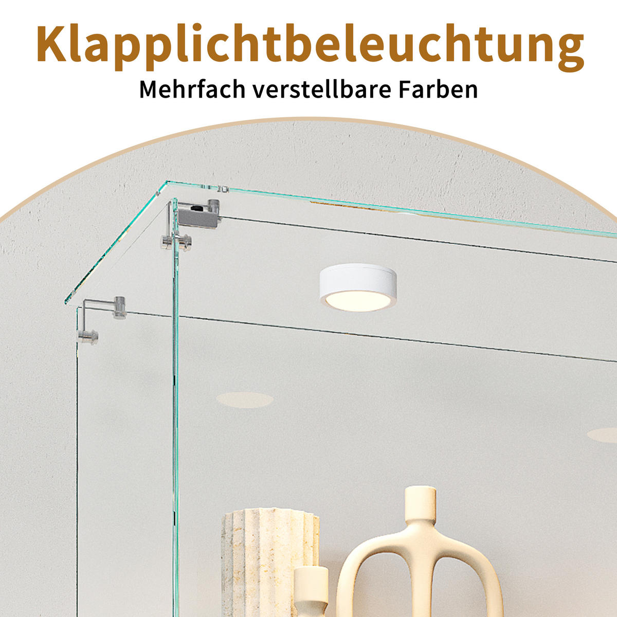 GLASVITRINE 187x77x35 cm 2 Türen LED Touch freistehend weiß - Weiß, Holz (78.5/186.5/34.5cm) - LEBENLANG