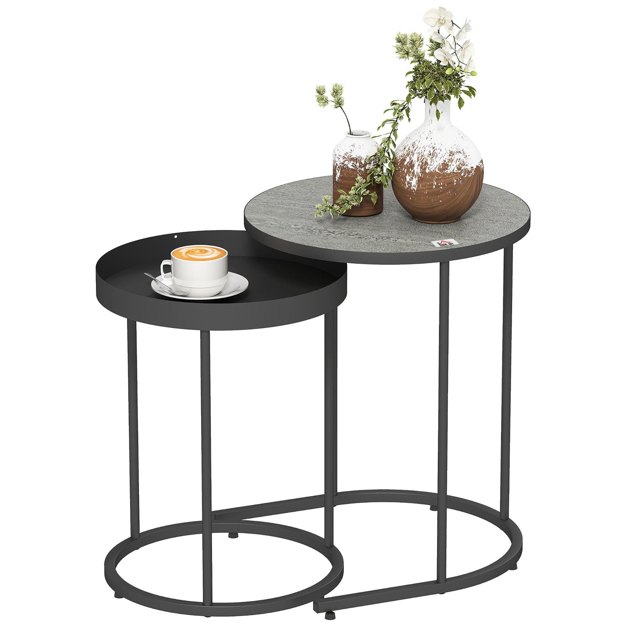 BEISTELLTISCH Grau 2 Stück - Grau, Naturmaterialien (42/42/54cm) - GiPP