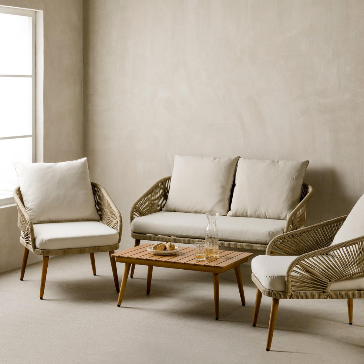 GARTENSET Cascade Natur - Braun, Metall - Kenay Home