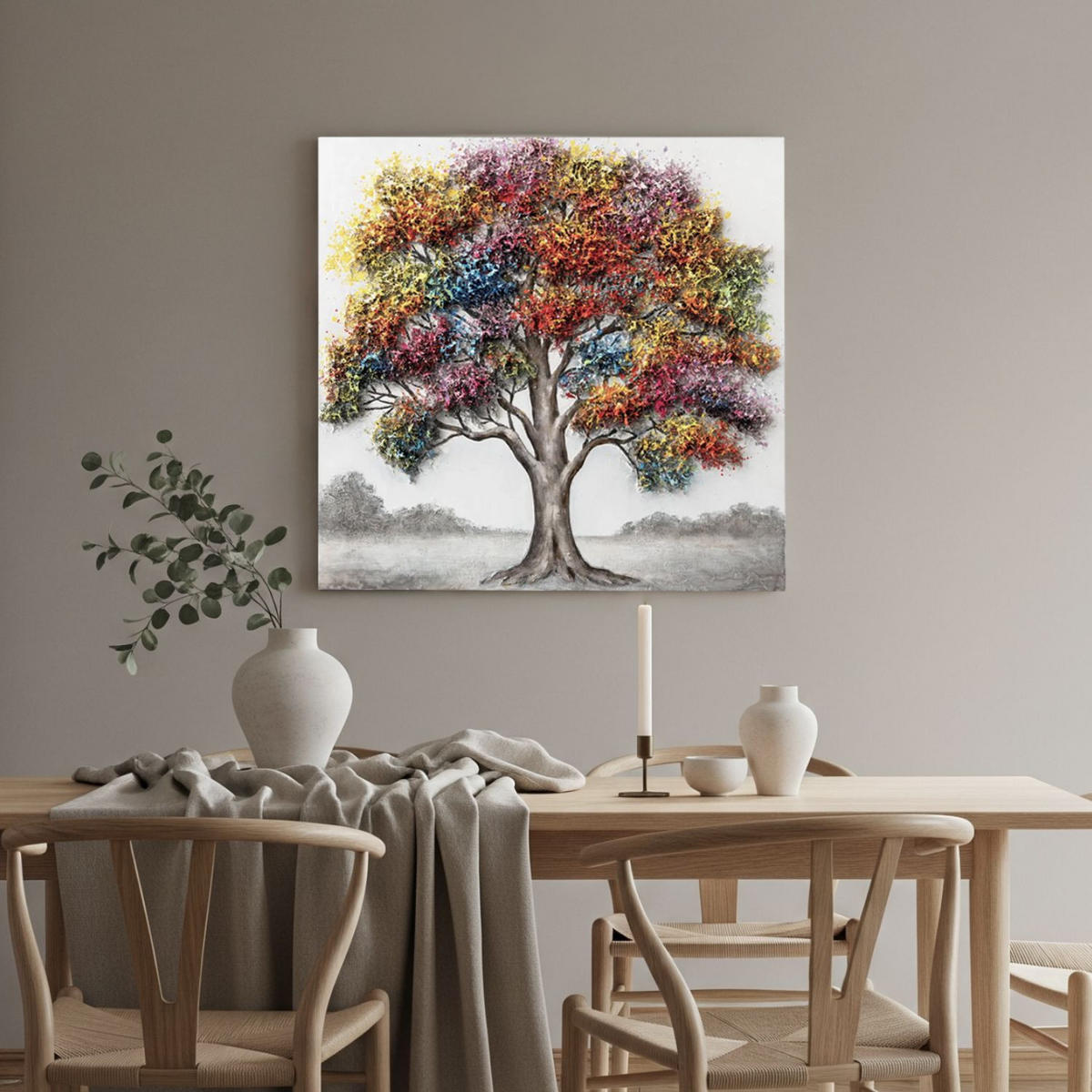 ACRYLBILD HANDGEMALT 80/80 cm - Grau, Holz/Textil (80/80cm) - KUNSTLOFT