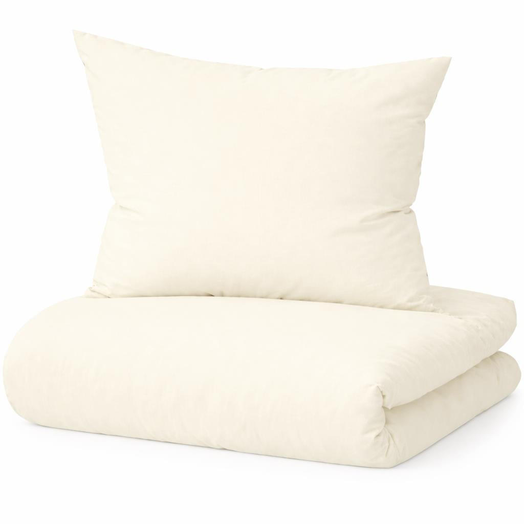 BETTWÄSCHE Mako Satin 135x200 cm aus 100% Baumwolle mit Reißverschluss, Uni Bettbezug 135 x 200 - Creme - Creme, Textil (135/200cm) - Carpe Sonno