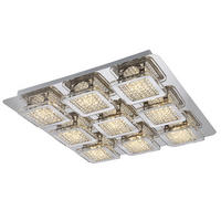 LED DECKENLEUCHTE Schelli Silber Kristalloptik - Silberfarben, Metall (40/40/6.5cm) - Globo Lighting
