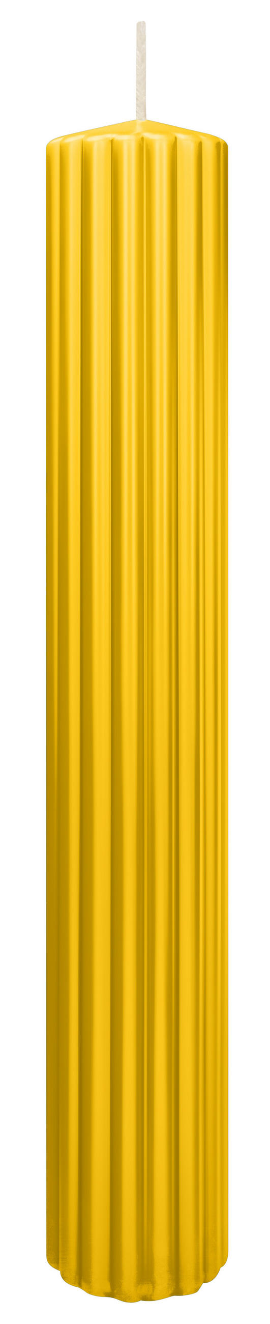 RILLEN KERZEN Dotter Gelb 300 x Ø 45 mm, 4 Stück - Gelb, Paraffin (8/15/15cm) - Wiedemann Kerzen