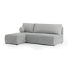 ECKSOFA PARVELO Hellgrau Plüsch-Stoff mit Schlaffunktion - Hellgrau, Holz (200/143cm) - MASSENO
