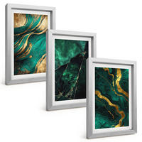 BILDER SET 3er Set - 20x30 cm Silberner Rahmen - Elegante Steinmuster - Silberfarben, Kunststoff (20/30cm) - TULUP