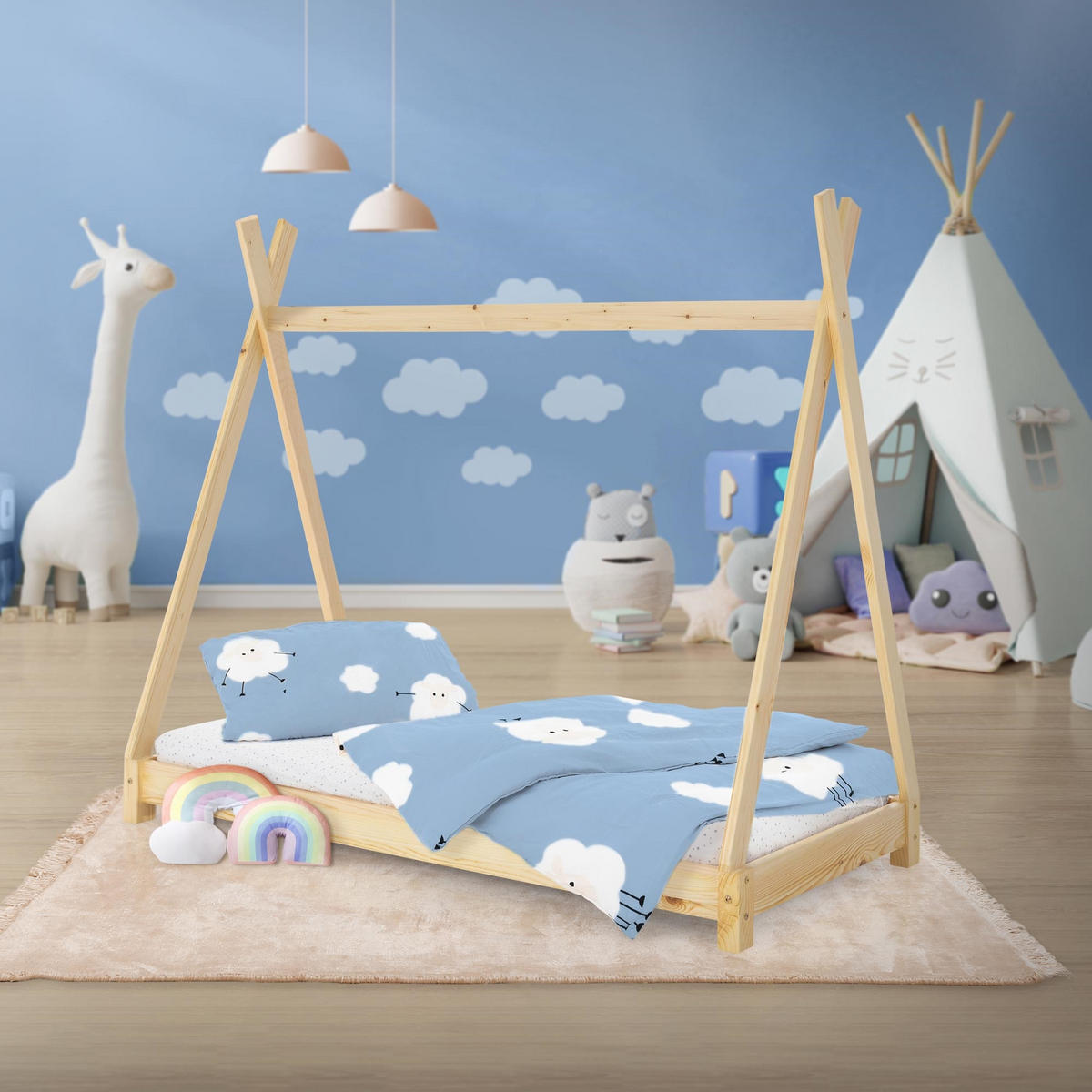 KINDERBETT Tipi 80x160 cm Natur - Naturfarben, Holz (80/160cm) - ML-DESIGN