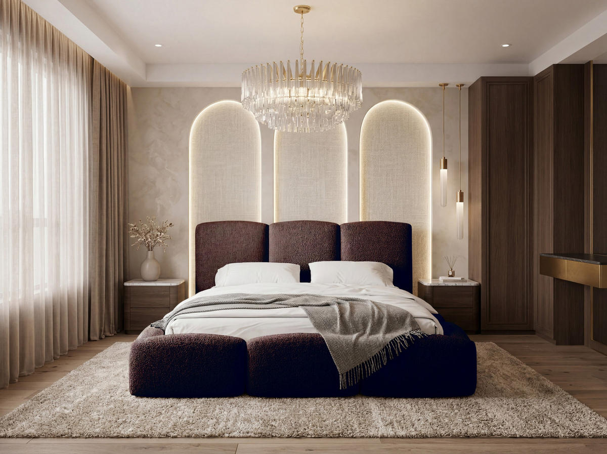 POLSTERBETT Harmony mit Bettkasten, Dunkelbraun Boucle 120x200 cm - Birkefarben/Dunkelbraun, Holzwerkstoff/Kunststoff (120/200cm) - WFL GROUP