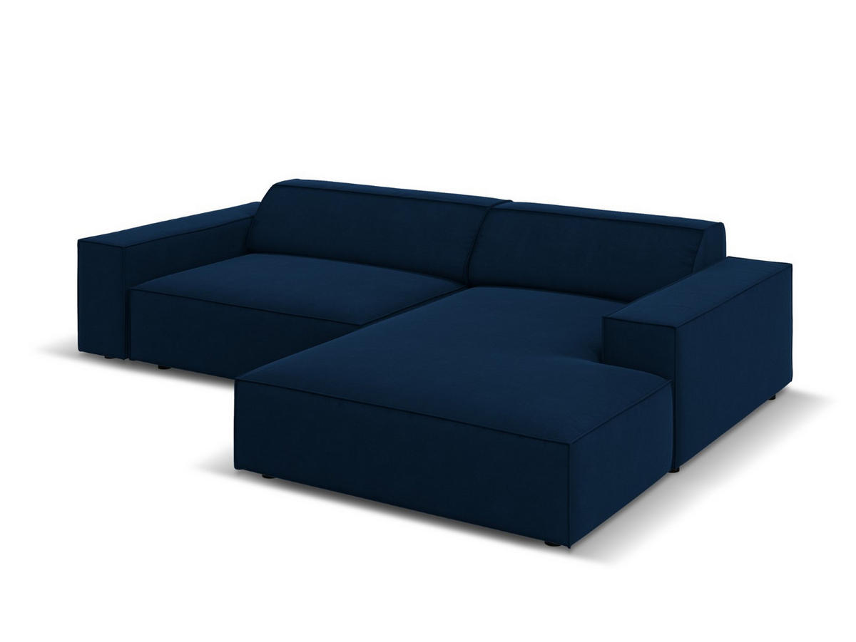 MODULARES-ECKSOFA rechts Jodie aus Samt königsblau 3 Sitzplätze - Blau, Textil (166/224cm) - Micadoni