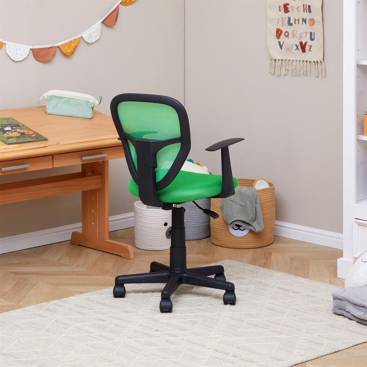 KINDERDREHSTUHL STUDIO - Dunkelgrün, Textil (53/92/52cm) - CARO-Möbel