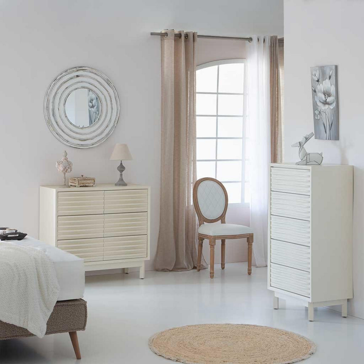 KOMMODE mit 6 Schubladen 90x40x92 cm - Weiß, Holz (100/92/40cm) - Wanderlust