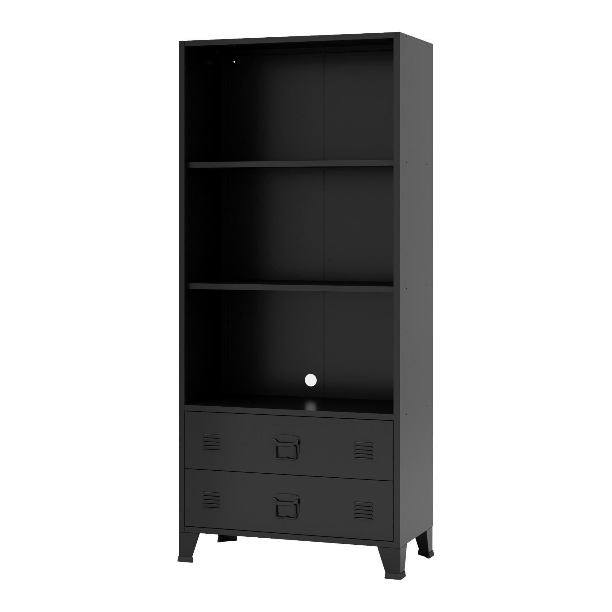 BÜCHERREGAL Hammarland - Schwarz, Metall (80/180/40cm) - [en.casa]