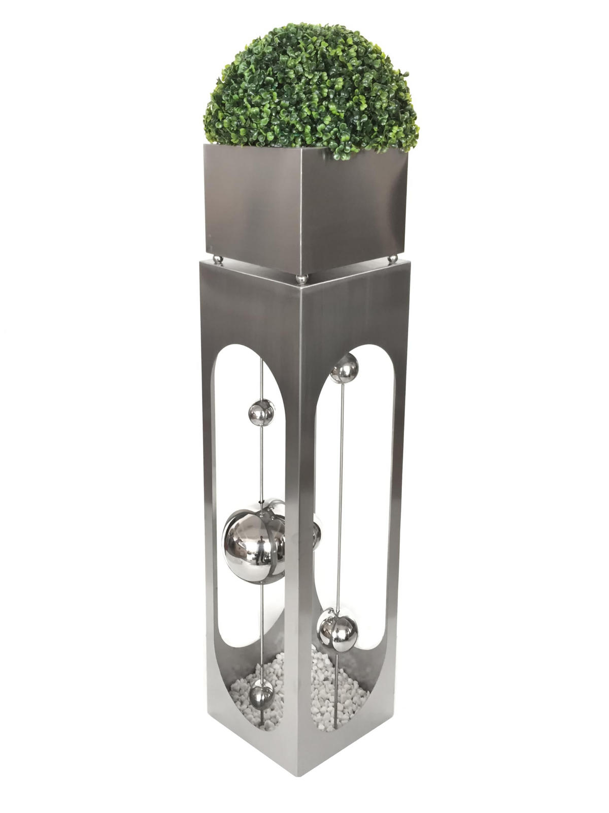 PFLANZSÄULE Oscar Silber Edelstahl Pflanzkübel - Silberfarben, Metall (110cm) - DELUKE