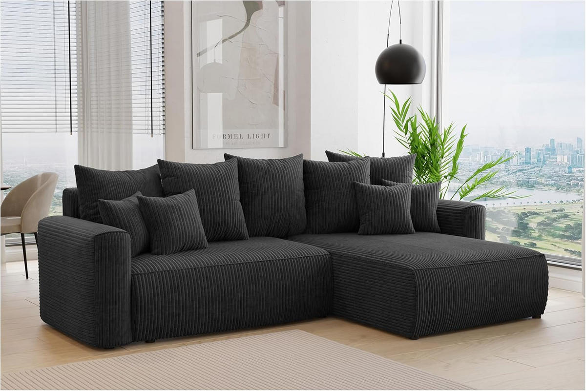 ECKSOFA BALI L - Schwarz, Holzwerkstoff (260/160cm) - Meblini