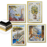 WANDBILDER 4er Set - 50x50 cm & 40x60 cm Goldrahmen - Gemälde von Zitronenbäumen - Goldfarben, Kunststoff (50/50cm) - ArtPrintCave