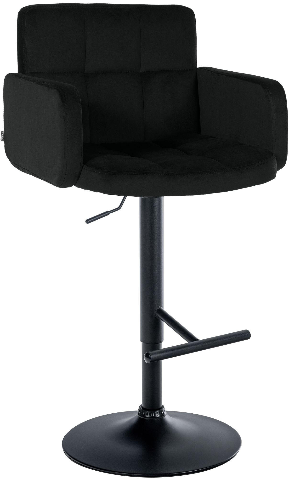 BARHOCKER Samt Schwarz - Schwarz, Textil/Metall (60/93/56cm) - CLP