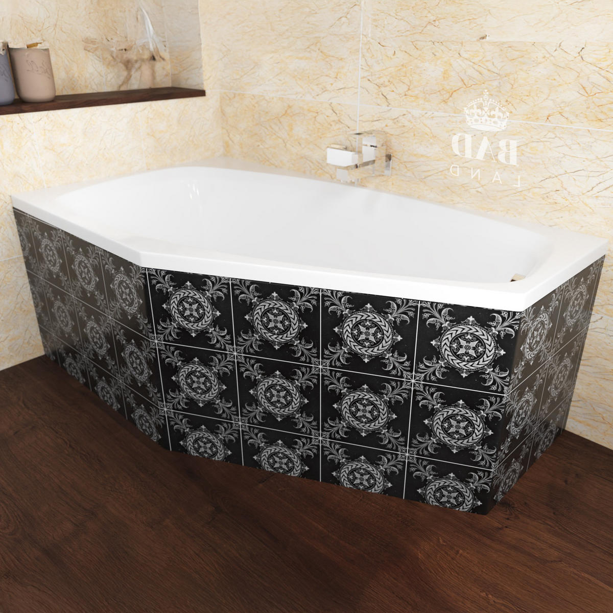 BADEWANNE Eckwanne MARIKA 140/80 Links mit Styro Ablauf Füße - Weiß, Kunststoff (80/53.5/140cm) - bad land